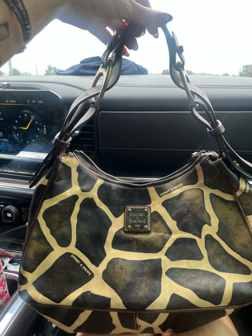 Dooney & Bourke Brown & Tan Giraffe-Print Shoulder Bag